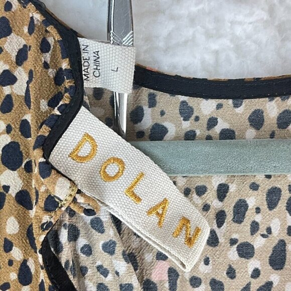 Dolan Brown Animal Print Long Sleeve Round Neck Lightweight Shirt Womens Size L - Picture 9 of 13